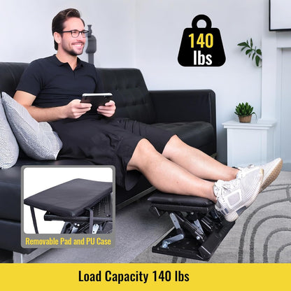 Foot Rest for Under Desk at Work Enlarged, Ergonomic Footrest with Adjustable Height and Angle, Foldable Foot Stool with Removable Pad Massage Beads for Office Gaming Chair Black