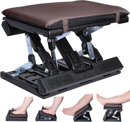 Foot Rest for Under Desk at Work Enlarged, Ergonomic Footrest with Adjustable Height and Angle, Foldable Foot Stool with Removable Pad Massage Beads for Office Gaming Chair Black