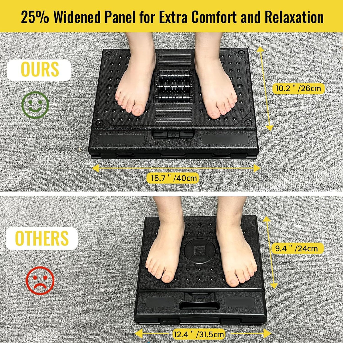 Foot Rest for Under Desk at Work Enlarged, Ergonomic Footrest with Adjustable Height and Angle, Foldable Foot Stool with Removable Pad Massage Beads for Office Gaming Chair Black