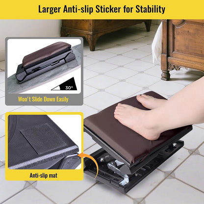 Foot Rest for Under Desk at Work Enlarged, Ergonomic Footrest with Adjustable Height and Angle, Foldable Foot Stool with Removable Pad Massage Beads for Office Gaming Chair Black