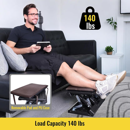 Foot Rest for Under Desk at Work Enlarged, Ergonomic Footrest with Adjustable Height and Angle, Foldable Foot Stool with Removable Pad Massage Beads for Office Gaming Chair Black