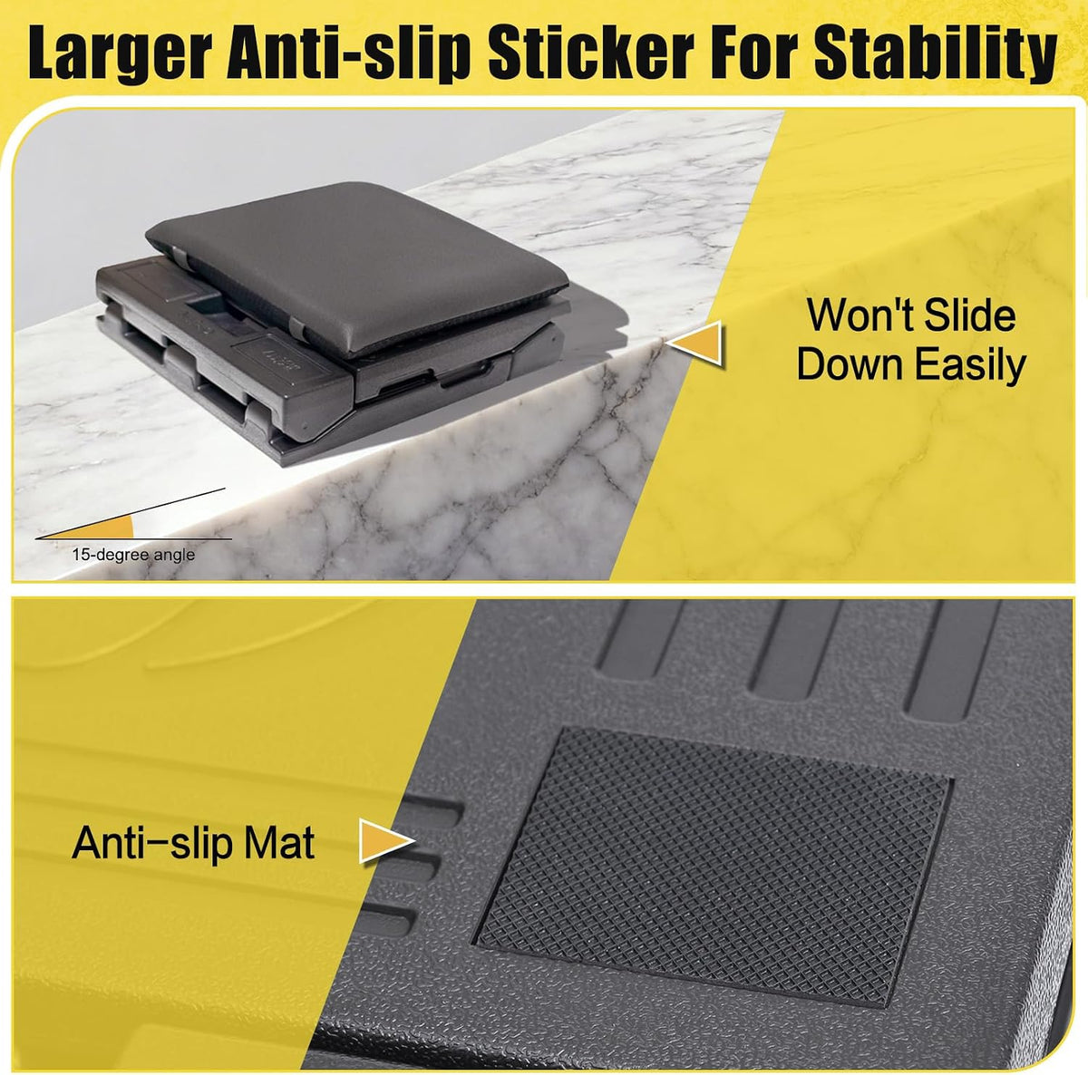 Foot Rest for Under Desk at Work Enlarged, Ergonomic Footrest with Adjustable Height and Angle, Foldable Foot Stool with Removable Pad Massage Beads for Office Gaming Chair Black