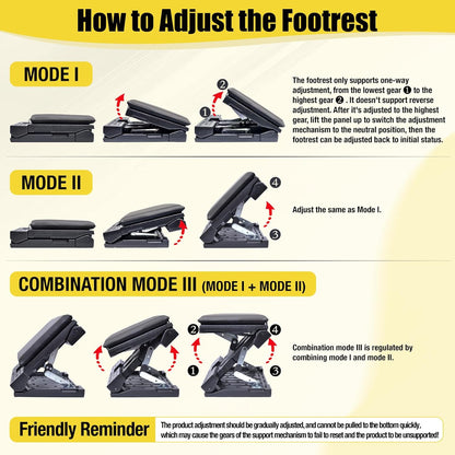 Foot Rest for Under Desk at Work Enlarged, Ergonomic Footrest with Adjustable Height and Angle, Foldable Foot Stool with Removable Pad Massage Beads for Office Gaming Chair Black