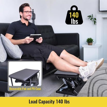 Foot Rest for Under Desk at Work Enlarged, Ergonomic Footrest with Adjustable Height and Angle, Foldable Foot Stool with Removable Pad Massage Beads for Office Gaming Chair Black