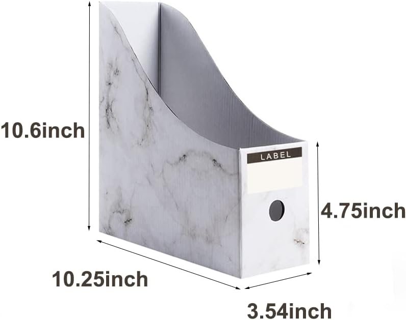 Foldable Desk File Holder Organizer Sturdy Cardboard Magazine Storage Box Document Rack with Blank Label Stickers for Home School Office (15, Brown)