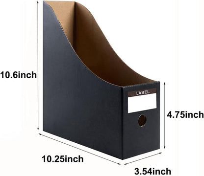 Foldable Desk File Holder Organizer Sturdy Cardboard Magazine Storage Box Document Rack with Blank Label Stickers for Home School Office (15, Brown)