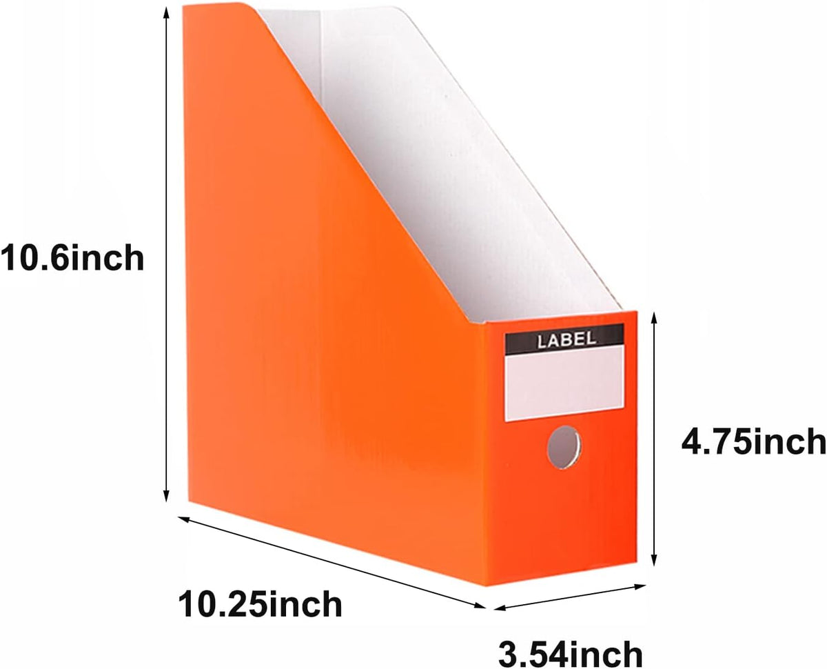 Foldable Desk File Holder Organizer Sturdy Cardboard Magazine Storage Box Document Rack with Blank Label Stickers for Home School Office (15, Brown)
