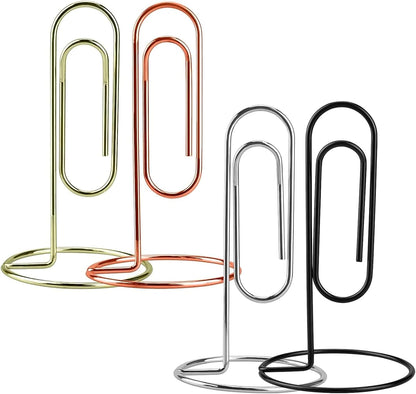 4 Pack 5.2 Inch Jumbo Memo Holders, Metal Desk Paper Clips