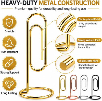 4 Pack 5.2 Inch Jumbo Memo Holders, Metal Desk Paper Clips