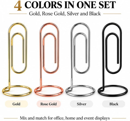 4 Pack 5.2 Inch Jumbo Memo Holders, Metal Desk Paper Clips