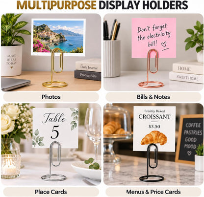 4 Pack 5.2 Inch Jumbo Memo Holders, Metal Desk Paper Clips
