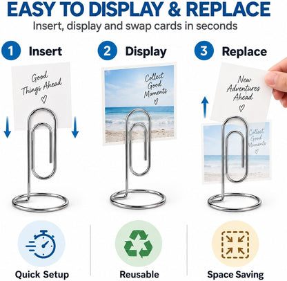 4 Pack 5.2 Inch Jumbo Memo Holders, Metal Desk Paper Clips