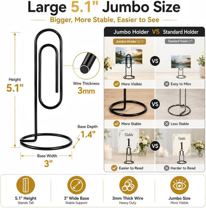 4 Pack 5.2 Inch Jumbo Memo Holders, Metal Desk Paper Clips
