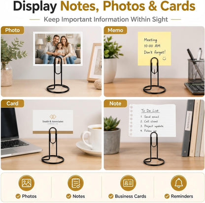 4 Pack 5.2 Inch Jumbo Memo Holders, Metal Desk Paper Clips