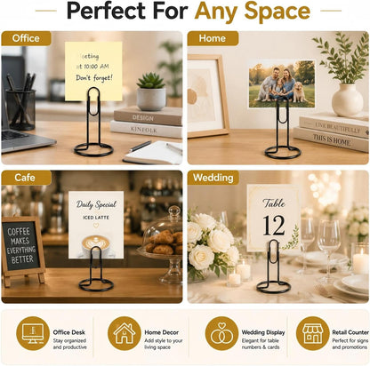 4 Pack 5.2 Inch Jumbo Memo Holders, Metal Desk Paper Clips