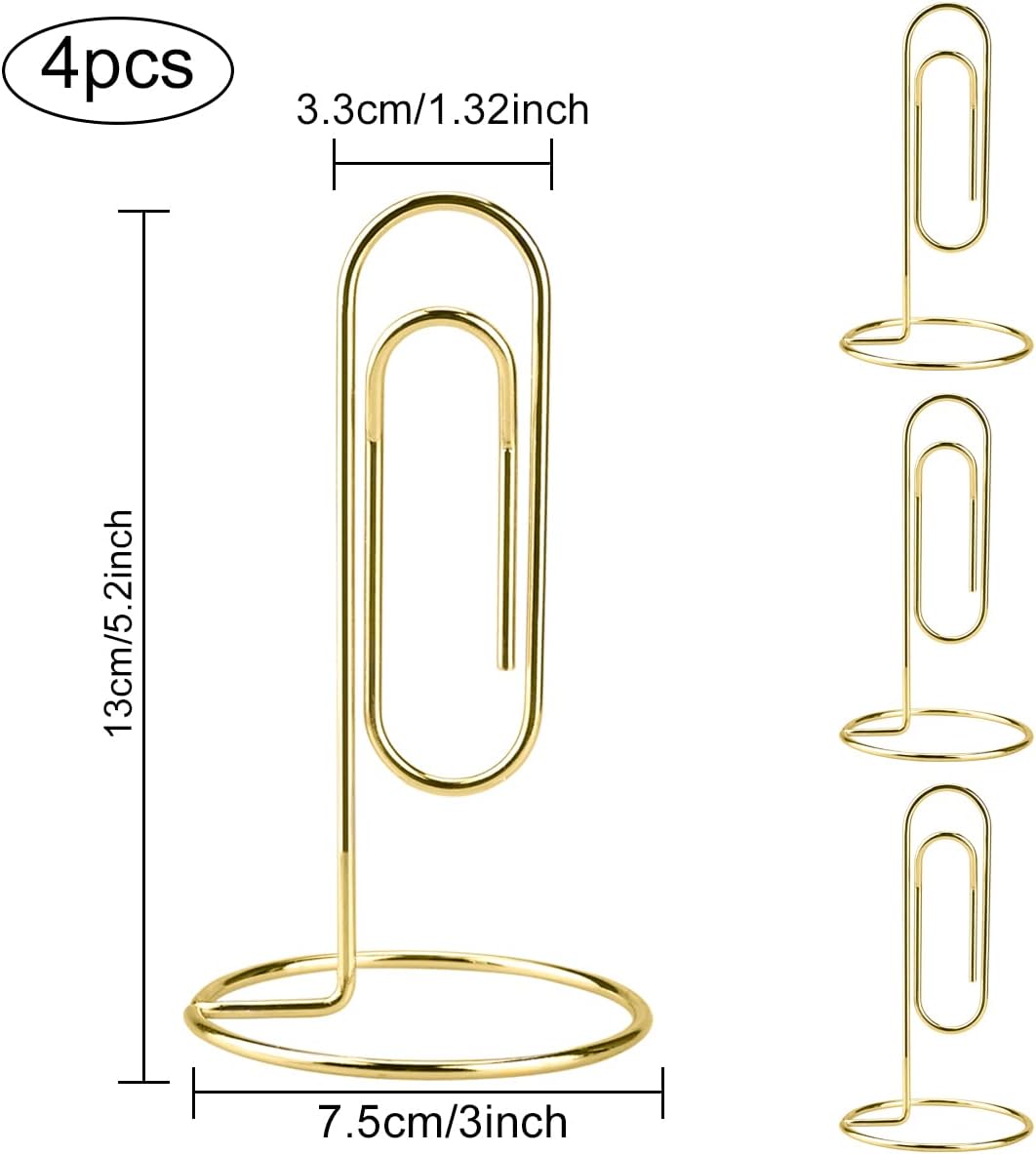 4 Pack 5.2 Inch Jumbo Memo Holders, Metal Desk Paper Clips