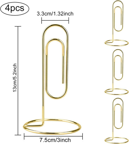4 Pack 5.2 Inch Jumbo Memo Holders, Metal Desk Paper Clips