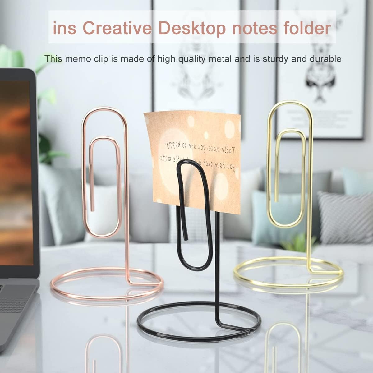 4 Pack 5.2 Inch Jumbo Memo Holders, Metal Desk Paper Clips