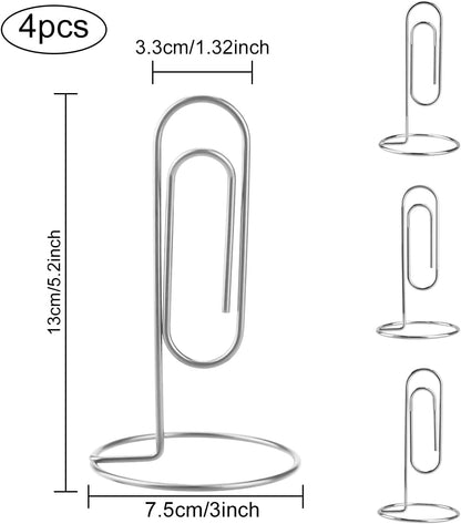 4 Pack 5.2 Inch Jumbo Memo Holders, Metal Desk Paper Clips