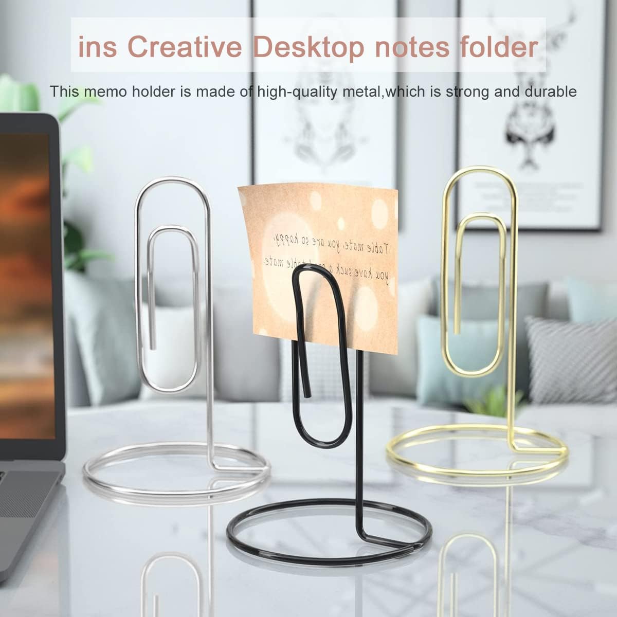4 Pack 5.2 Inch Jumbo Memo Holders, Metal Desk Paper Clips