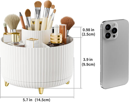360° Rotate Makeup Brush Holder Organizer, Makeup Organizers Countertop, Makeup organization and Skincare Storage for Vanity, Desktop, Bathroom (White)