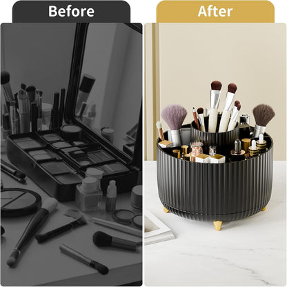 360° Rotate Makeup Brush Holder Organizer, Makeup Organizers Countertop, Makeup organization and Skincare Storage for Vanity, Desktop, Bathroom (White)