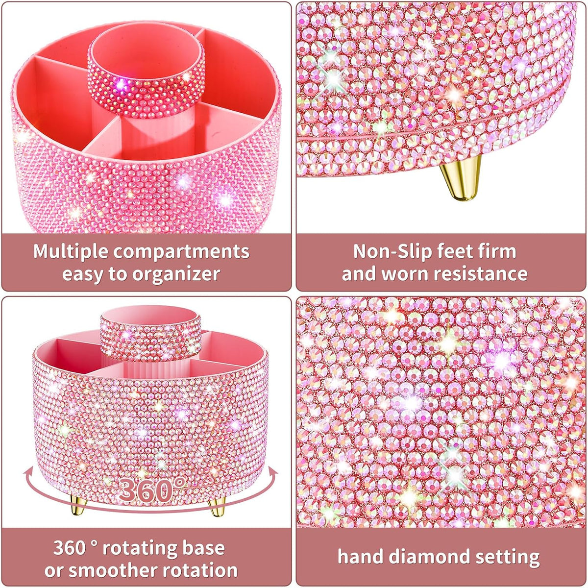 360° Rotate Makeup Brush Holder Organizer, Makeup Organizers Countertop, Makeup organization and Skincare Storage for Vanity, Desktop, Bathroom (White)