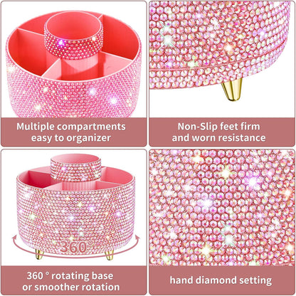 360° Rotate Makeup Brush Holder Organizer, Makeup Organizers Countertop, Makeup organization and Skincare Storage for Vanity, Desktop, Bathroom (White)