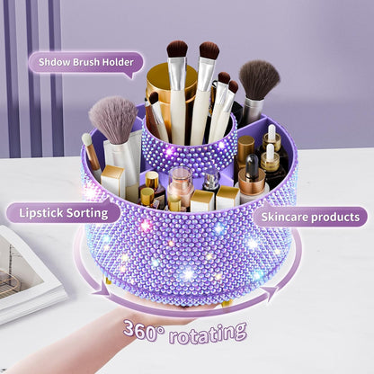 360° Rotate Makeup Brush Holder Organizer, Makeup Organizers Countertop, Makeup organization and Skincare Storage for Vanity, Desktop, Bathroom (White)
