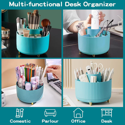360° Rotate Makeup Brush Holder Organizer, Makeup Organizers Countertop, Makeup organization and Skincare Storage for Vanity, Desktop, Bathroom (White)