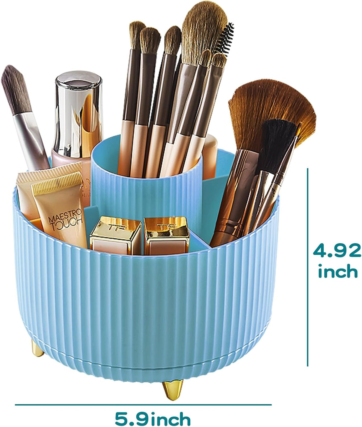 360° Rotate Makeup Brush Holder Organizer, Makeup Organizers Countertop, Makeup organization and Skincare Storage for Vanity, Desktop, Bathroom (White)