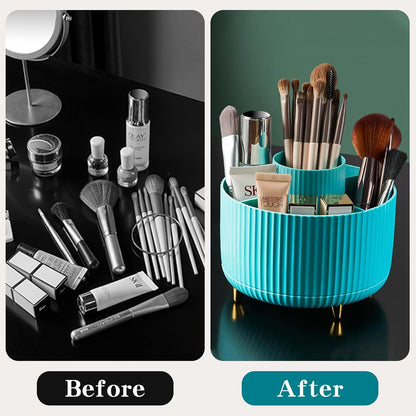 360° Rotate Makeup Brush Holder Organizer, Makeup Organizers Countertop, Makeup organization and Skincare Storage for Vanity, Desktop, Bathroom (White)