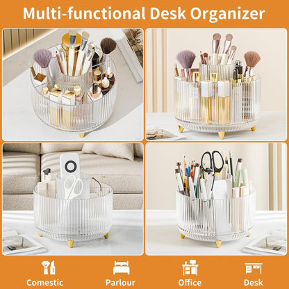 360° Rotate Makeup Brush Holder Organizer, Makeup Organizers Countertop, Makeup organization and Skincare Storage for Vanity, Desktop, Bathroom (White)