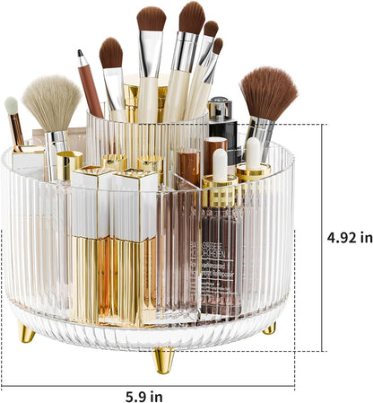 360° Rotate Makeup Brush Holder Organizer, Makeup Organizers Countertop, Makeup organization and Skincare Storage for Vanity, Desktop, Bathroom (White)