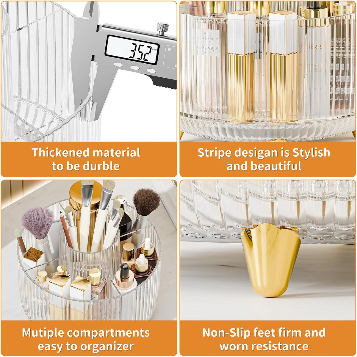 360° Rotate Makeup Brush Holder Organizer, Makeup Organizers Countertop, Makeup organization and Skincare Storage for Vanity, Desktop, Bathroom (White)