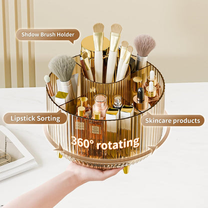 360° Rotate Makeup Brush Holder Organizer, Makeup Organizers Countertop, Makeup organization and Skincare Storage for Vanity, Desktop, Bathroom (White)