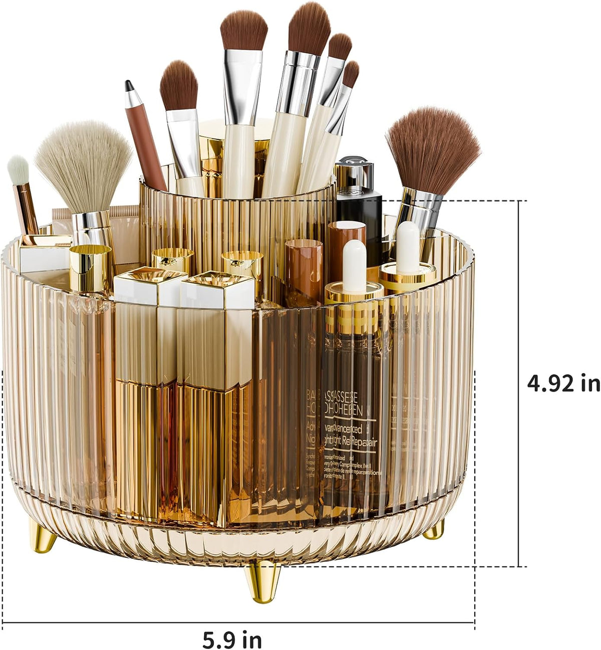 360° Rotate Makeup Brush Holder Organizer, Makeup Organizers Countertop, Makeup organization and Skincare Storage for Vanity, Desktop, Bathroom (White)