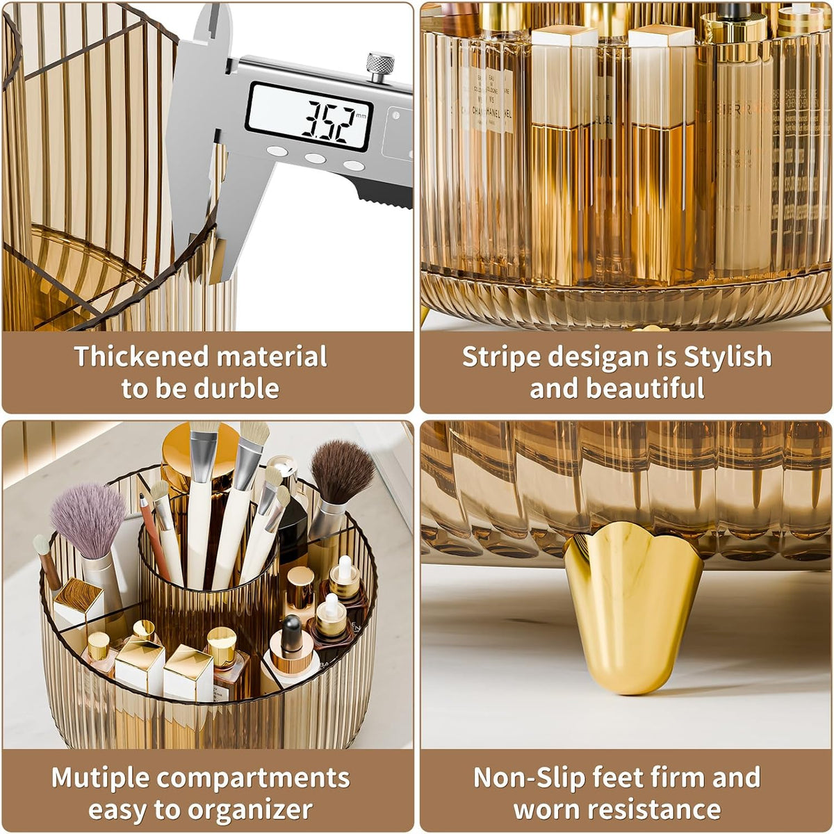 360° Rotate Makeup Brush Holder Organizer, Makeup Organizers Countertop, Makeup organization and Skincare Storage for Vanity, Desktop, Bathroom (White)