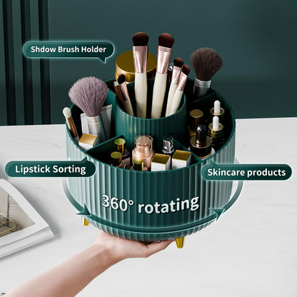 360° Rotate Makeup Brush Holder Organizer, Makeup Organizers Countertop, Makeup organization and Skincare Storage for Vanity, Desktop, Bathroom (White)