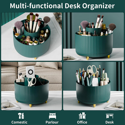 360° Rotate Makeup Brush Holder Organizer, Makeup Organizers Countertop, Makeup organization and Skincare Storage for Vanity, Desktop, Bathroom (White)