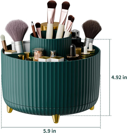 360° Rotate Makeup Brush Holder Organizer, Makeup Organizers Countertop, Makeup organization and Skincare Storage for Vanity, Desktop, Bathroom (White)