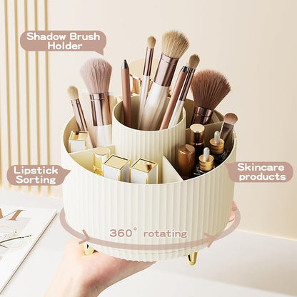 360° Rotate Makeup Brush Holder Organizer, Makeup Organizers Countertop, Makeup organization and Skincare Storage for Vanity, Desktop, Bathroom (White)