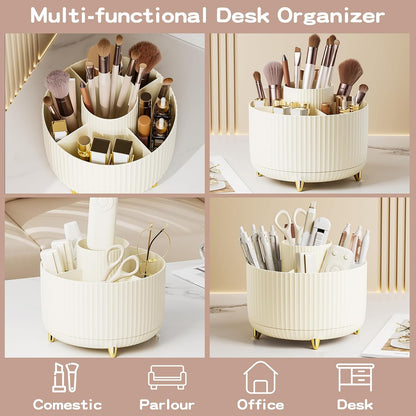 360° Rotate Makeup Brush Holder Organizer, Makeup Organizers Countertop, Makeup organization and Skincare Storage for Vanity, Desktop, Bathroom (White)