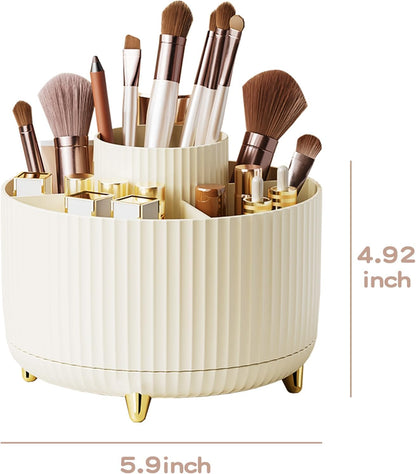360° Rotate Makeup Brush Holder Organizer, Makeup Organizers Countertop, Makeup organization and Skincare Storage for Vanity, Desktop, Bathroom (White)