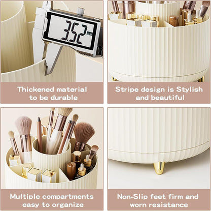 360° Rotate Makeup Brush Holder Organizer, Makeup Organizers Countertop, Makeup organization and Skincare Storage for Vanity, Desktop, Bathroom (White)