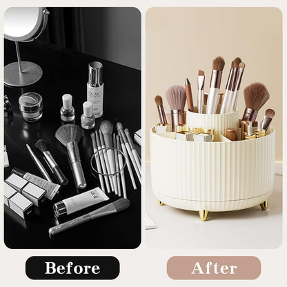 360° Rotate Makeup Brush Holder Organizer, Makeup Organizers Countertop, Makeup organization and Skincare Storage for Vanity, Desktop, Bathroom (White)