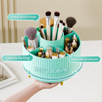 360° Rotate Makeup Brush Holder Organizer, Makeup Organizers Countertop, Makeup organization and Skincare Storage for Vanity, Desktop, Bathroom (White)