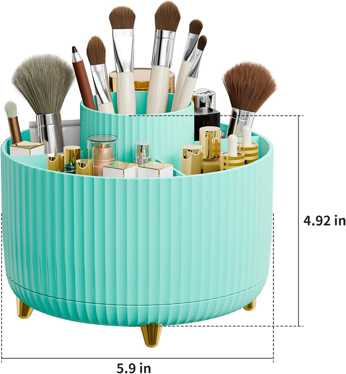 360° Rotate Makeup Brush Holder Organizer, Makeup Organizers Countertop, Makeup organization and Skincare Storage for Vanity, Desktop, Bathroom (White)