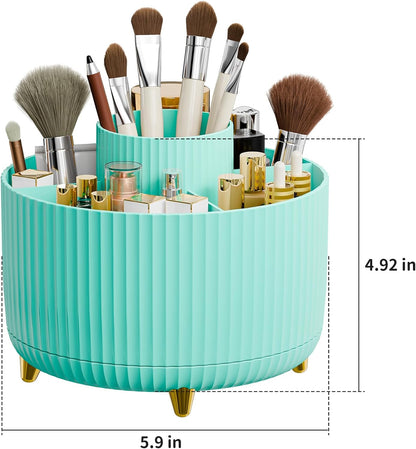 360° Rotate Makeup Brush Holder Organizer, Makeup Organizers Countertop, Makeup organization and Skincare Storage for Vanity, Desktop, Bathroom (White)