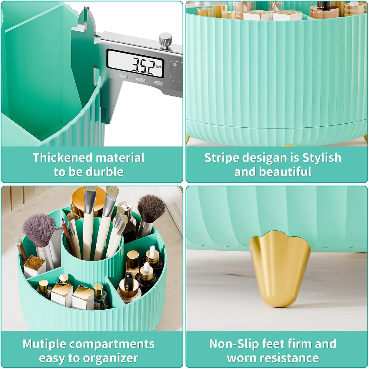 360° Rotate Makeup Brush Holder Organizer, Makeup Organizers Countertop, Makeup organization and Skincare Storage for Vanity, Desktop, Bathroom (White)
